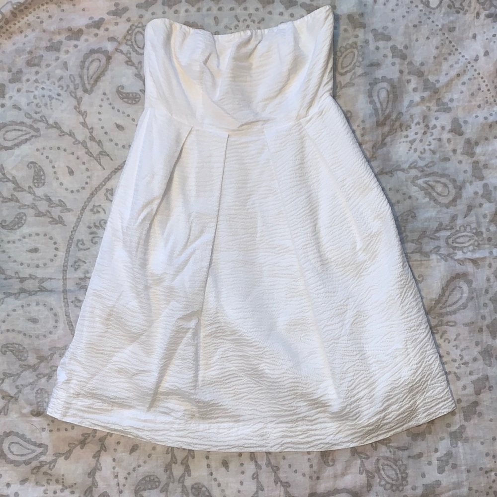 J Crew Lorelei Strapless Cocktail Dress White Sz 4 Petite